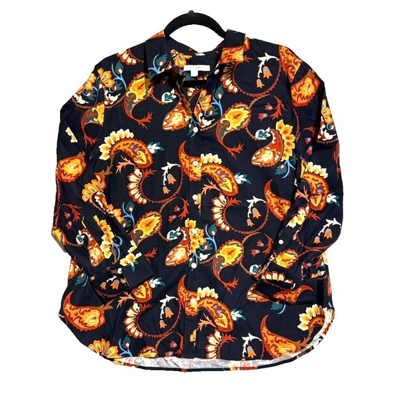 Chico's Tops - Chico's Paisley No Iron Cotton Button Up Shirt Women's Size 2.5 (14) Boho Artsy